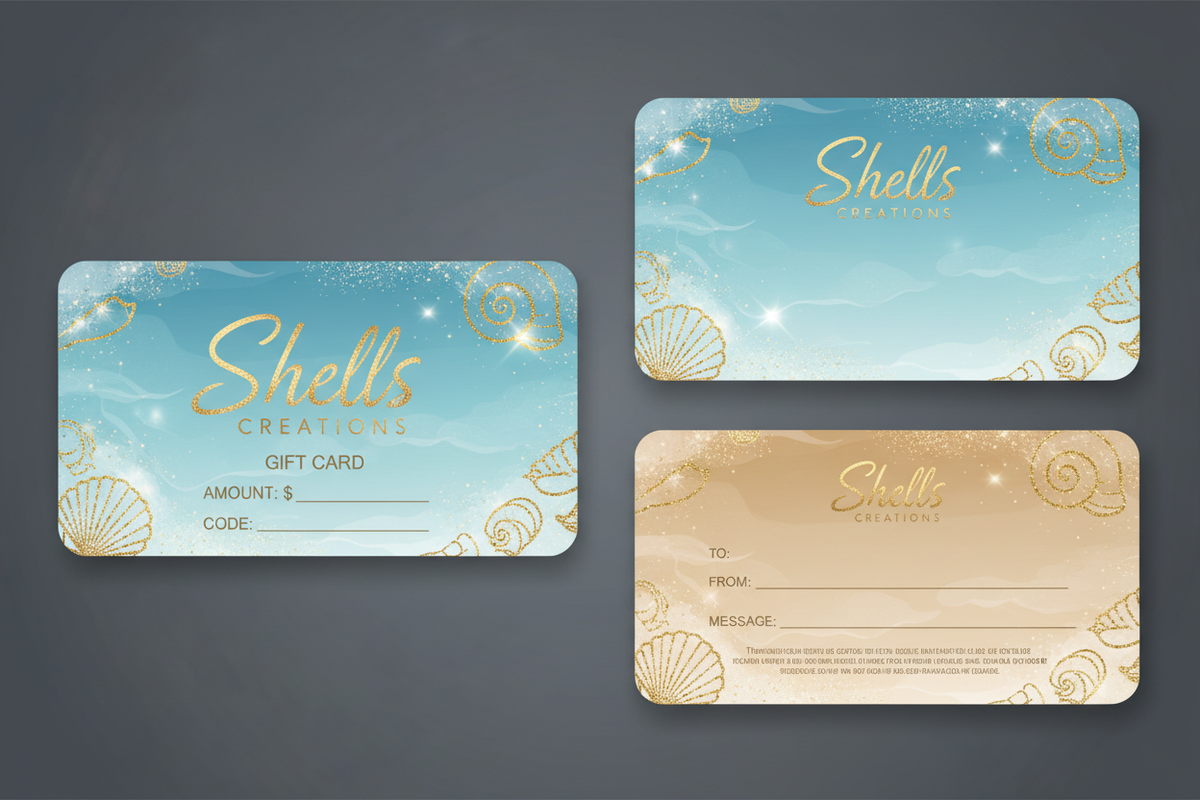 Shells Creations Gift Card - beachy glittery design